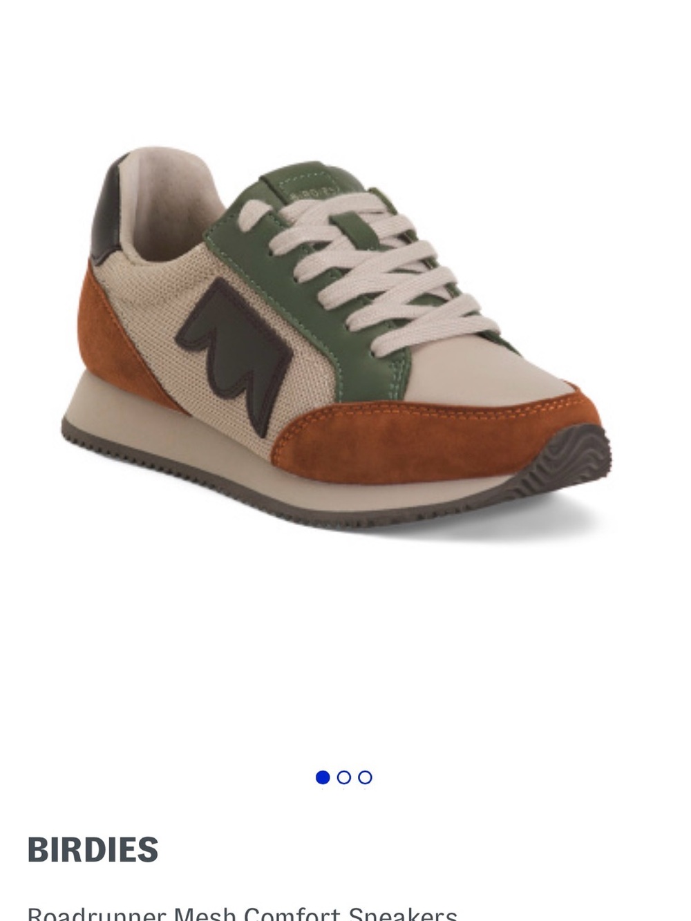 Birdies women Roadrunner Mesh Sneaker — Green/Tan/Brown